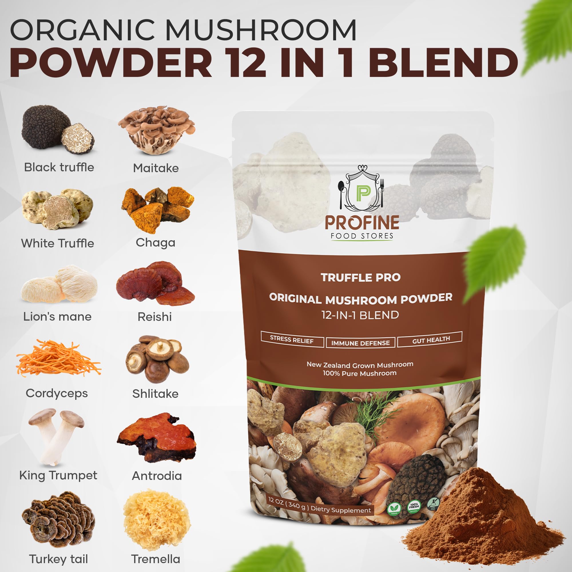 New Zealand-grown mushroom powder being processed for extraction
