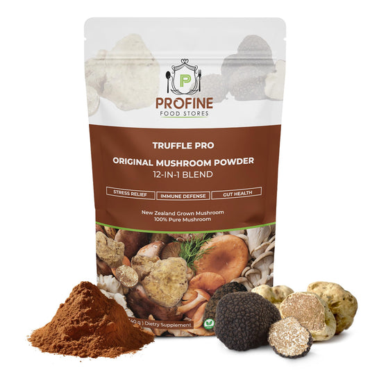 Front of PROFINE Truffle PRO Mushroom Powder 12-in-1 box
