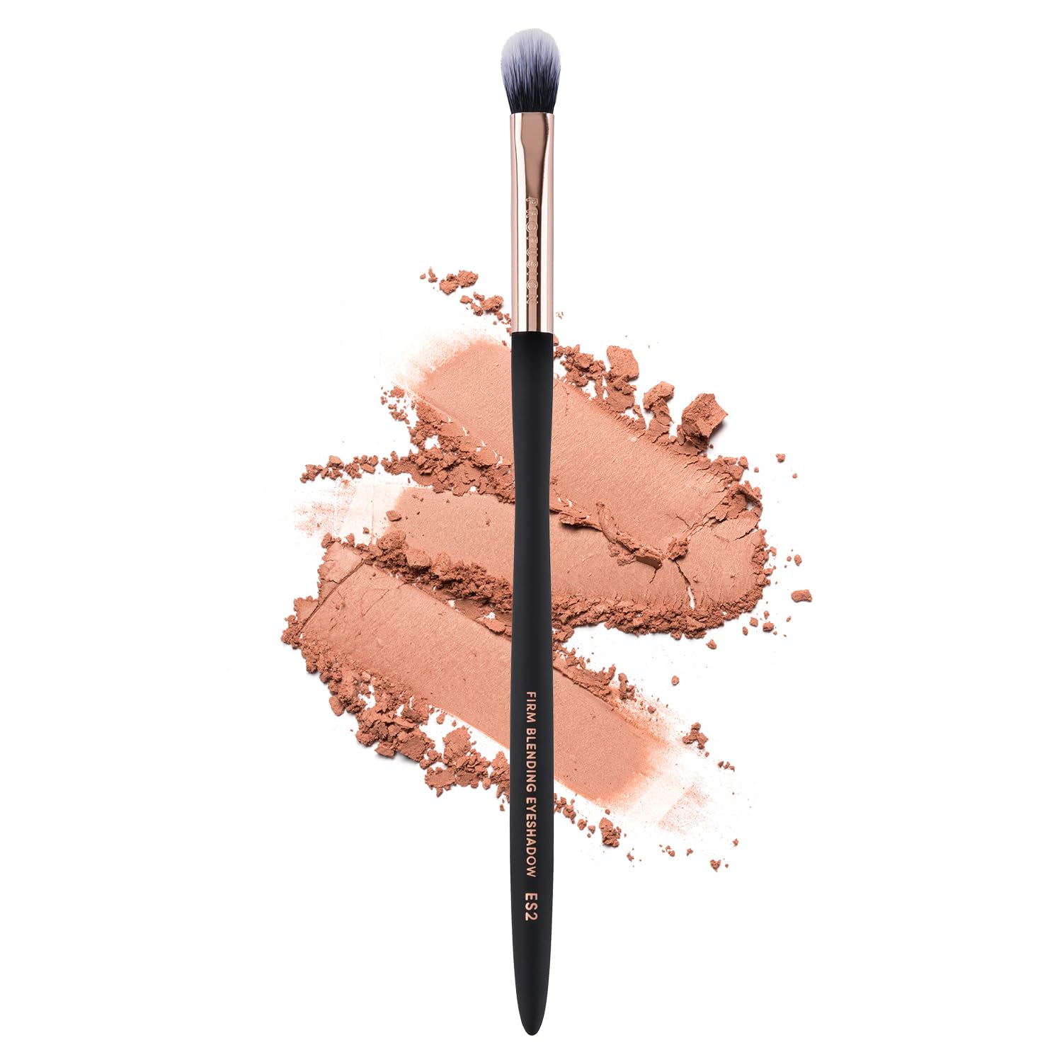 Profusion Cosmetics Firm Blending Bristles deliver smooth shading for precise crease work.