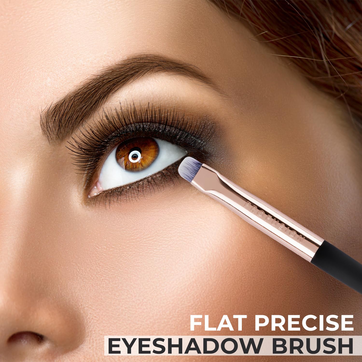 Profusion Cosmetics soft-touch matte-handle brush with comfortable grip for smooth blending.