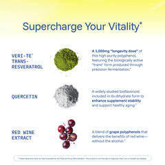 Illustration of key ingredients: quercetin, red wine extract, green tea extract
