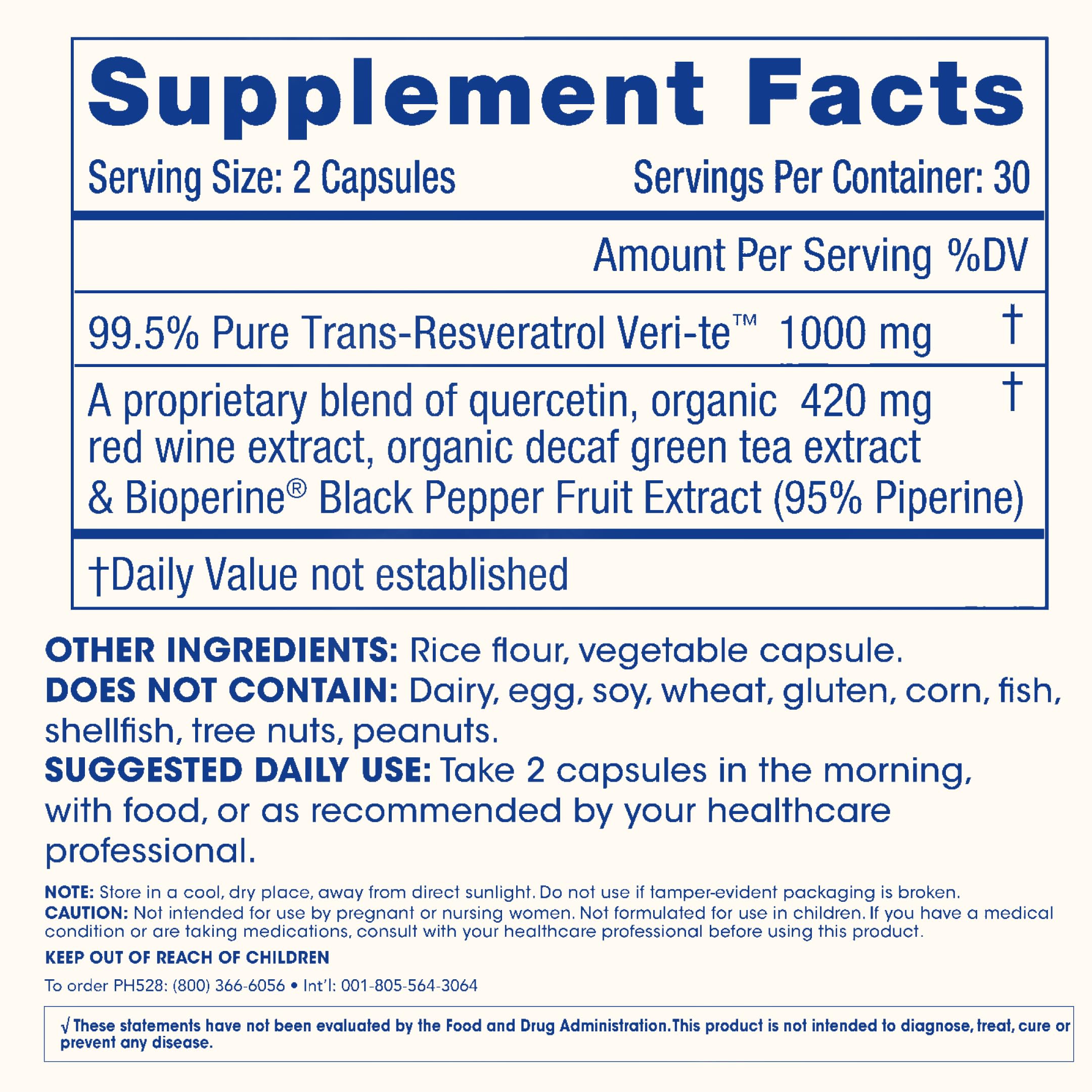 Capsules spilled from bottle of ProHealth Resveratrol 1000mg