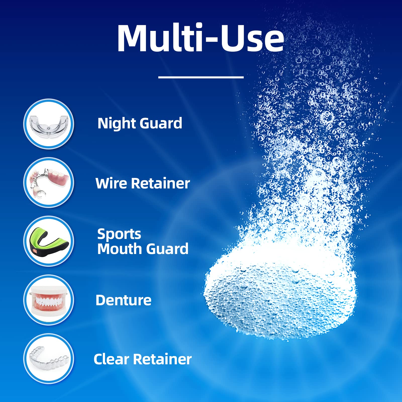 Retainers, dentures, and mouth guards cleaned with PROJECT BETTER tablets.