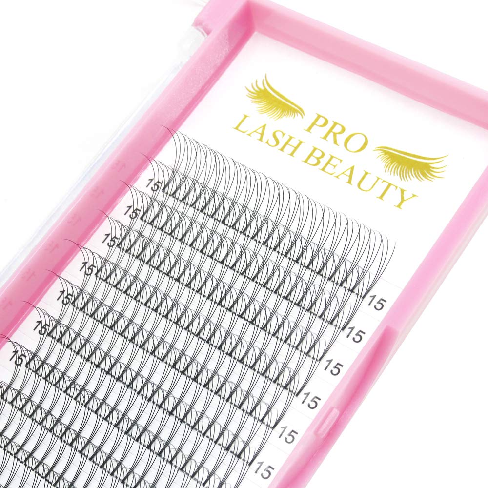 PRO LASHBEAUTY Premade fans 3D-C-0.07 closeup for lightweight natural-looking volume