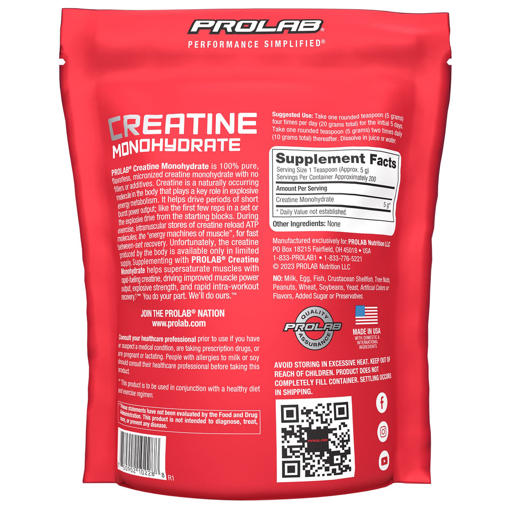 Micronized creatine monohydrate powder with scoop