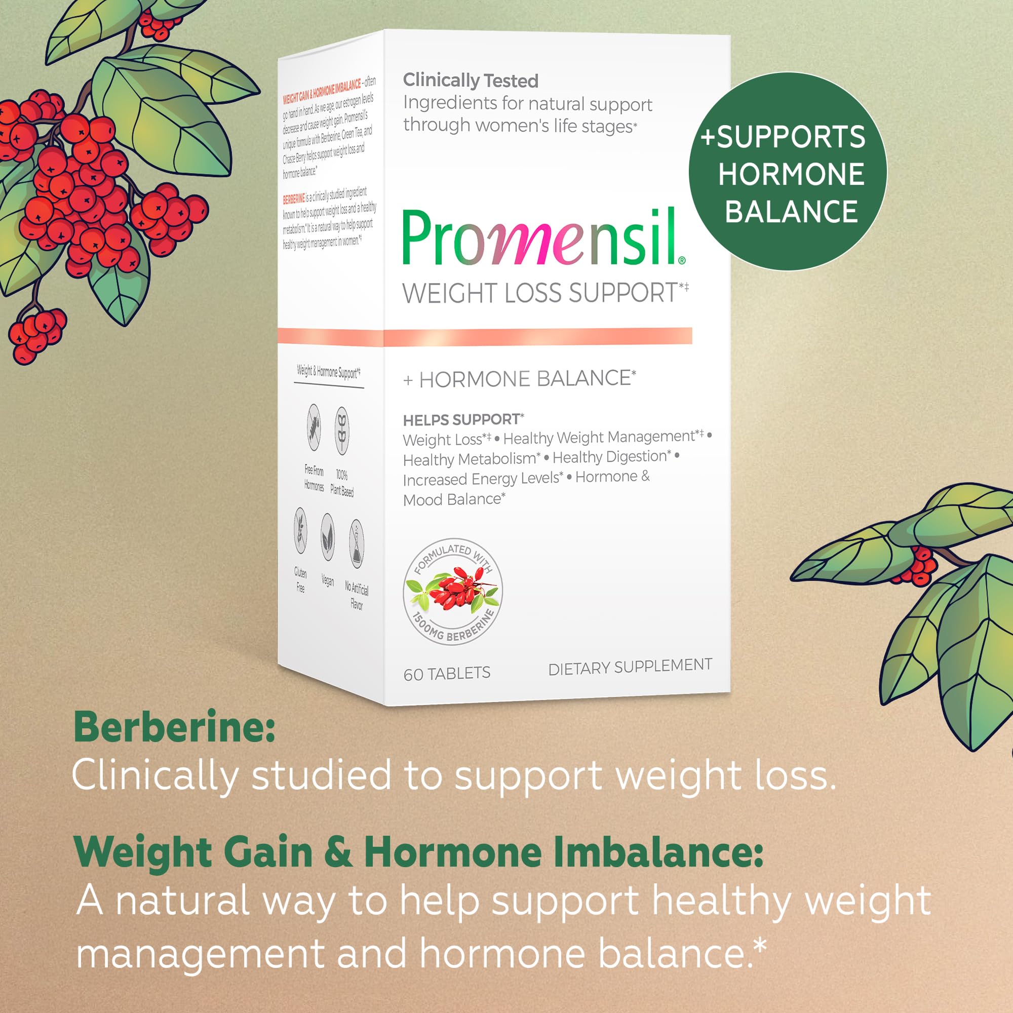 Chasteberry symbol with Promensil weight management tablets