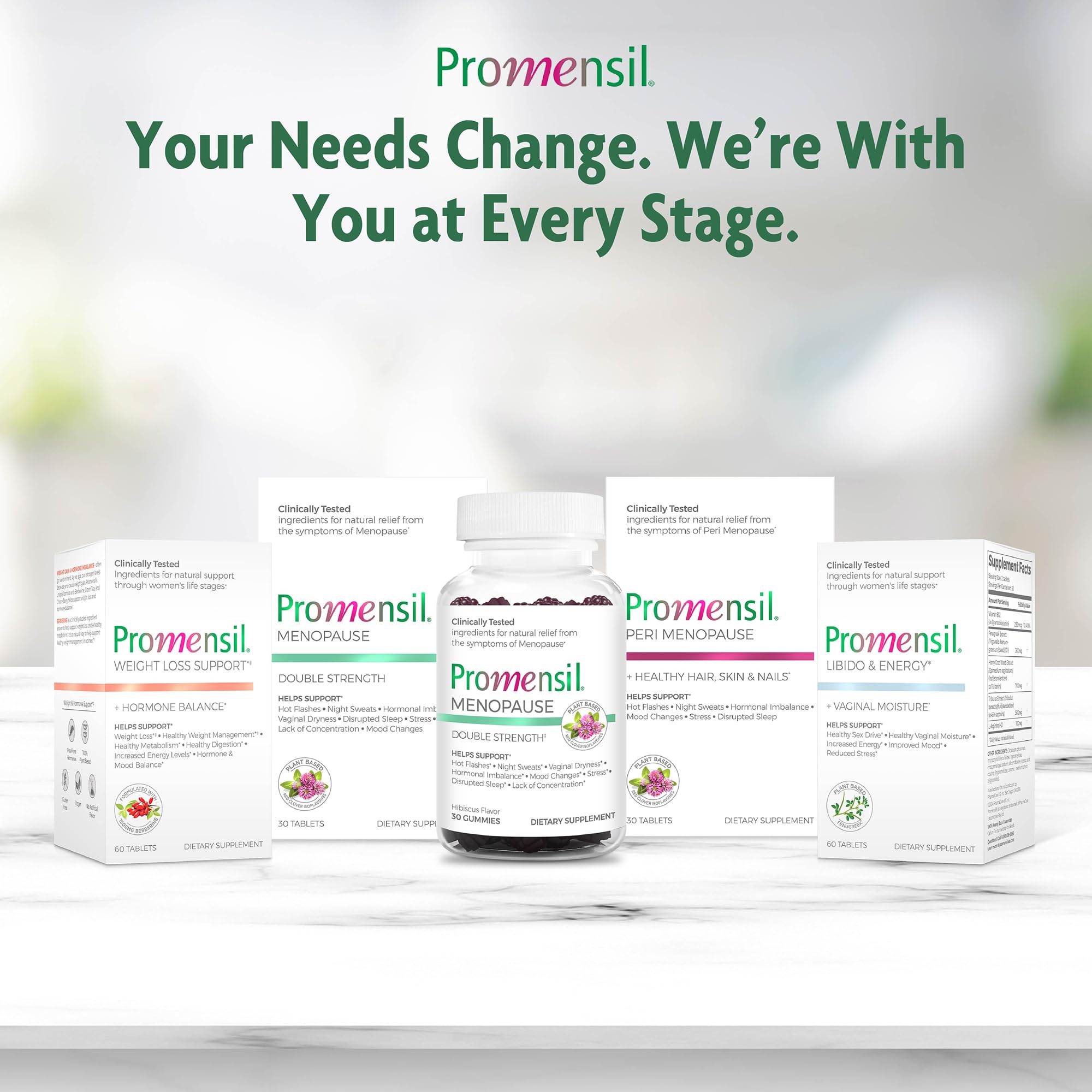 Healthy lifestyle concept featuring Promensil bottle
