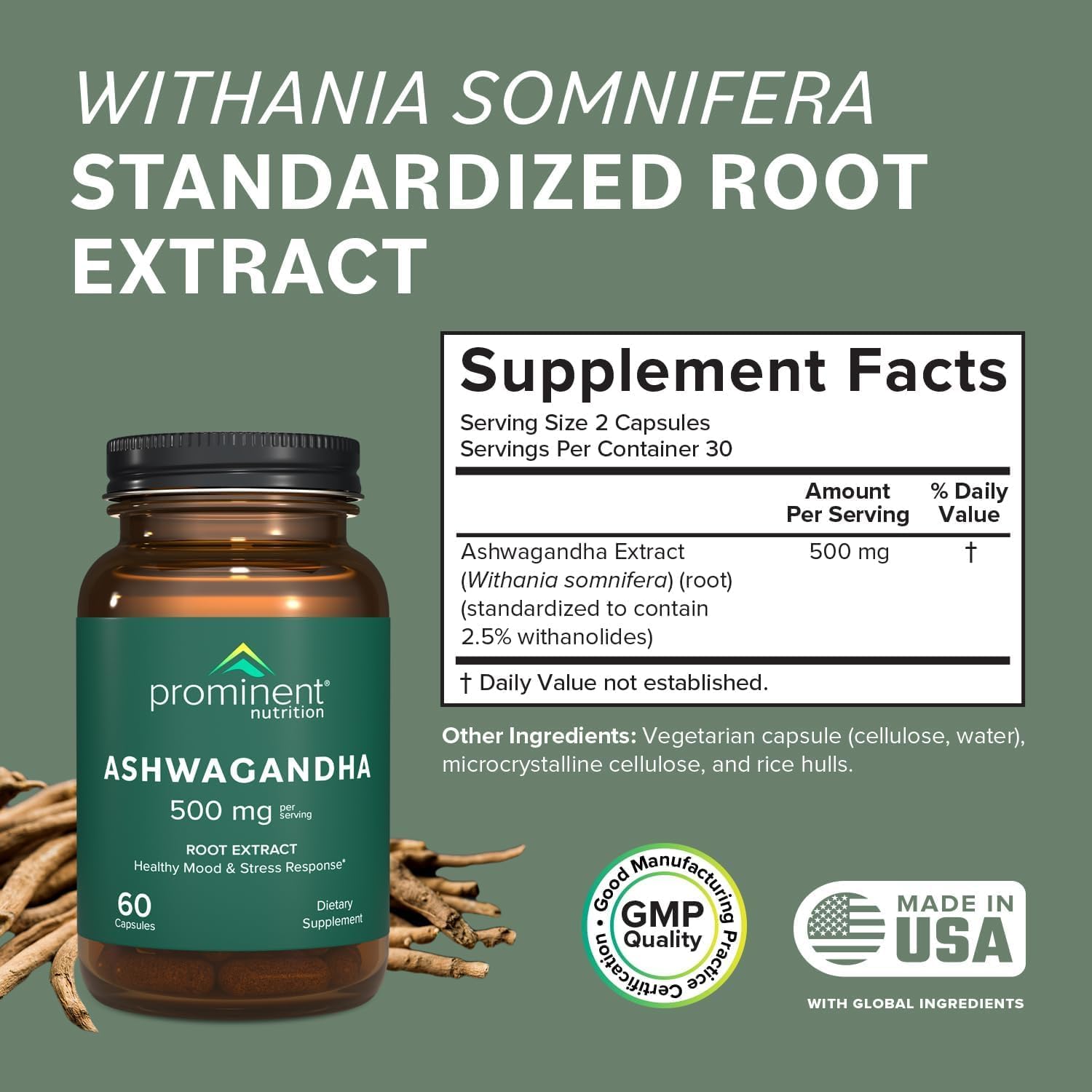 Ashwagandha root extract capsule close-up