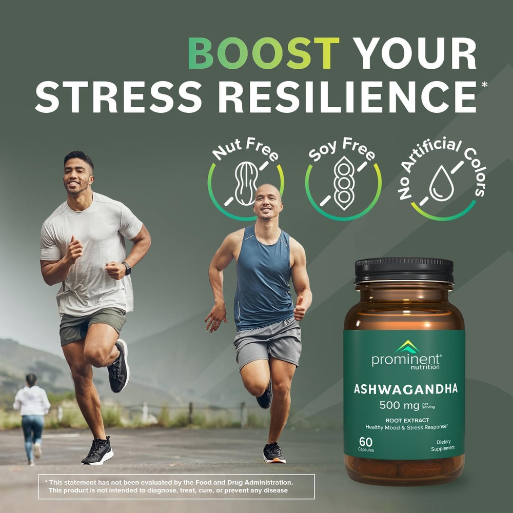 Prominent Nutrition Ashwagandha product packaging next to ingredient list