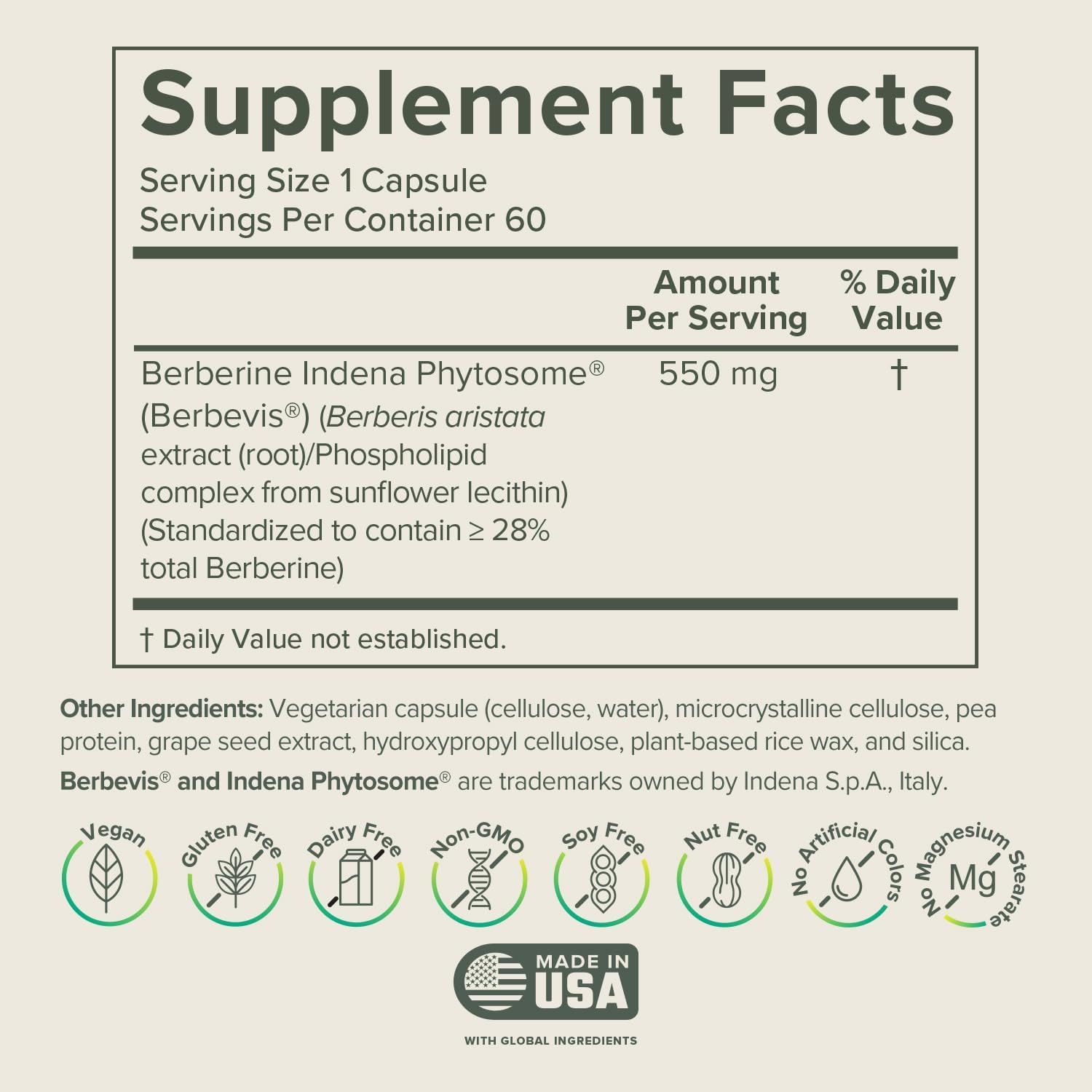 Close-up of Berberine Phytosome capsules