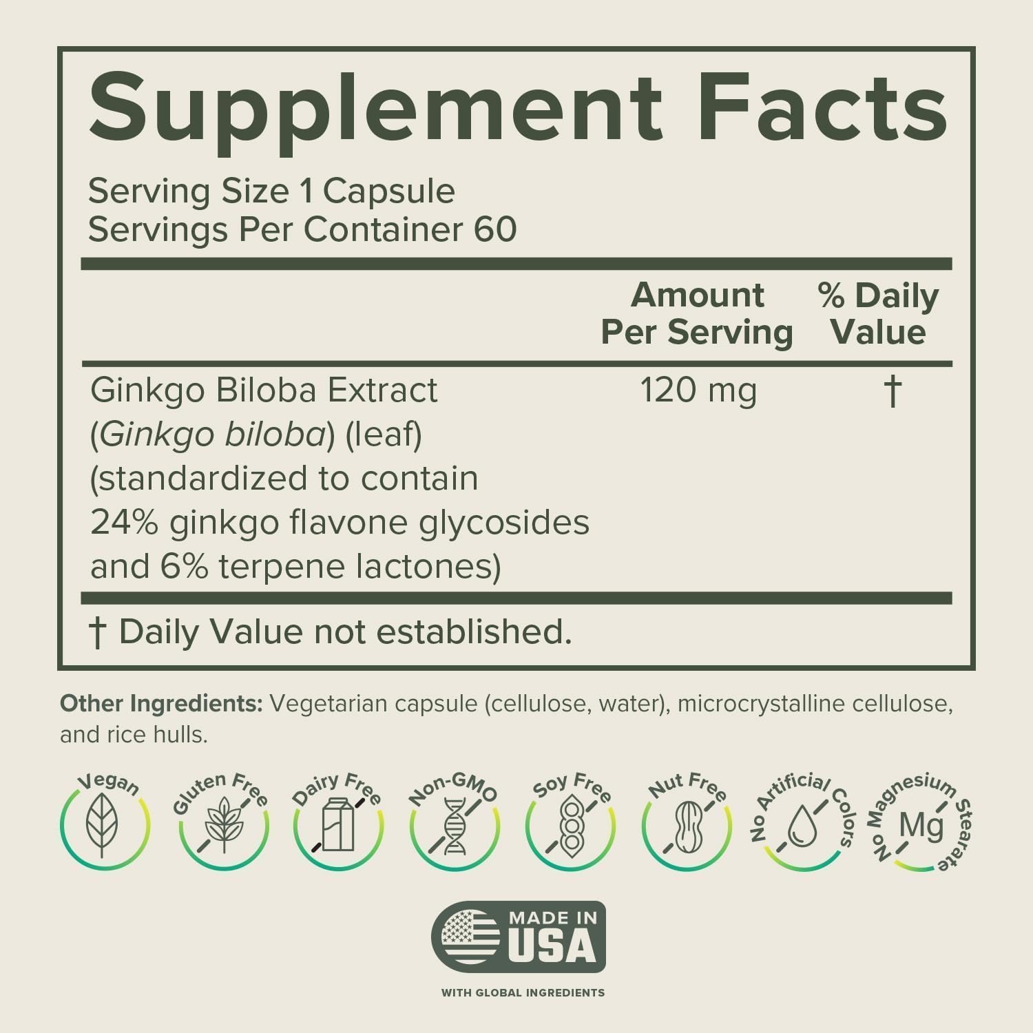 Prominent Nutrition Ginkgo Biloba 120mg bottle and label