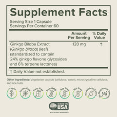Prominent Nutrition Ginkgo Biloba 120mg bottle and label
