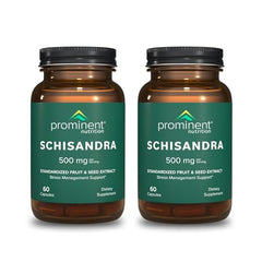 Prominent Nutrition Schisandra bottle label shows standardized schisandrins for stress support.
