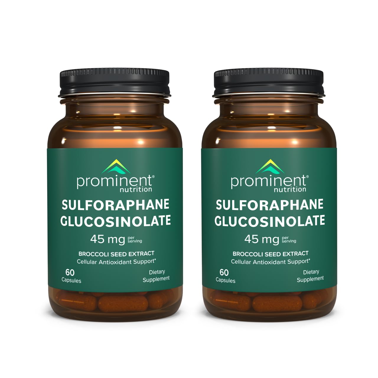 Prominent Nutrition sulforaphane glucosinolate supplement bottle on white background