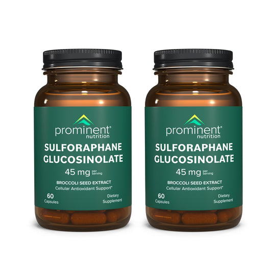 Prominent Nutrition sulforaphane glucosinolate supplement bottle on white background