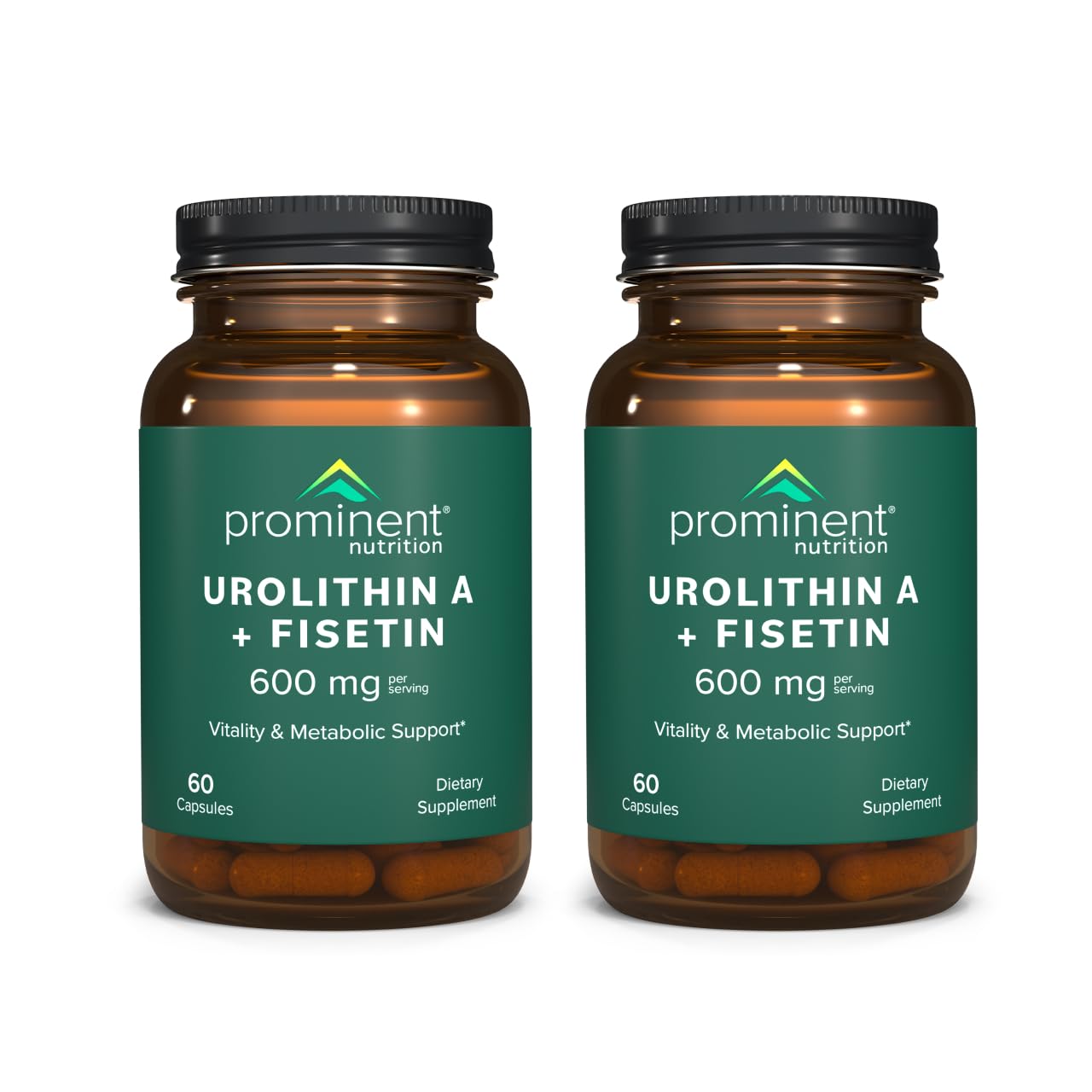 Prominent Nutrition Urolithin A + Fisetin bottle with 60 capsules