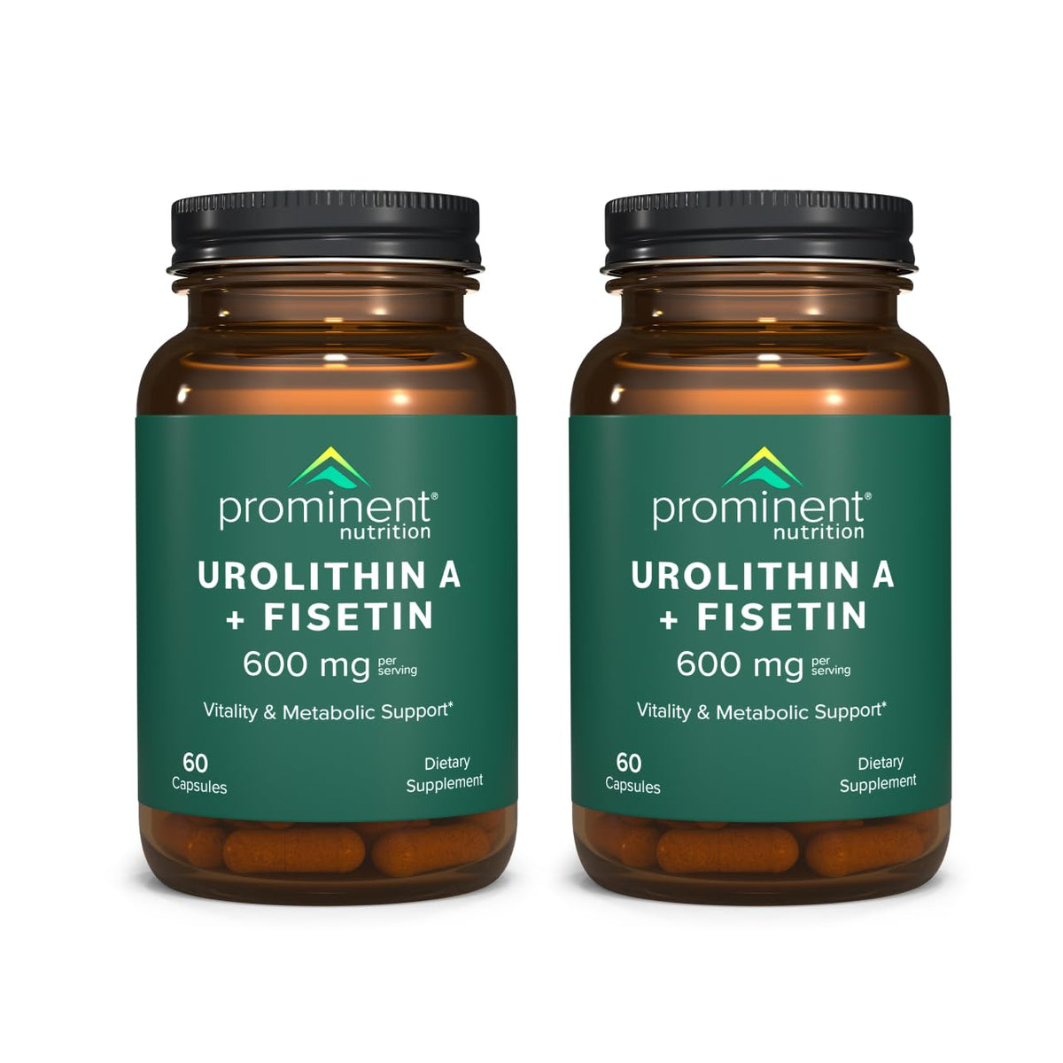 Prominent Nutrition Urolithin A + Fisetin bottle with 60 capsules