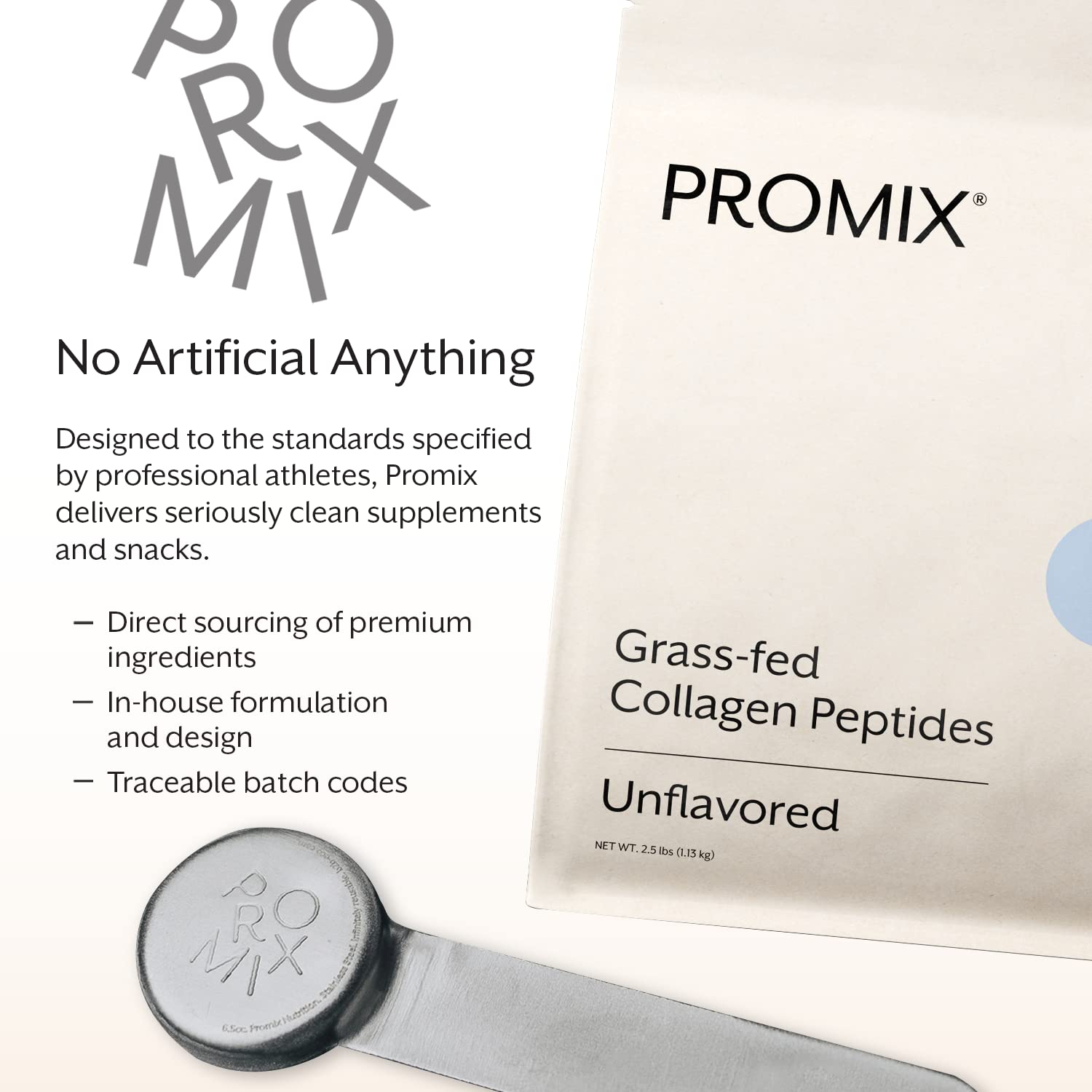 Promix collagen peptides bag close-up highlighting readable label.