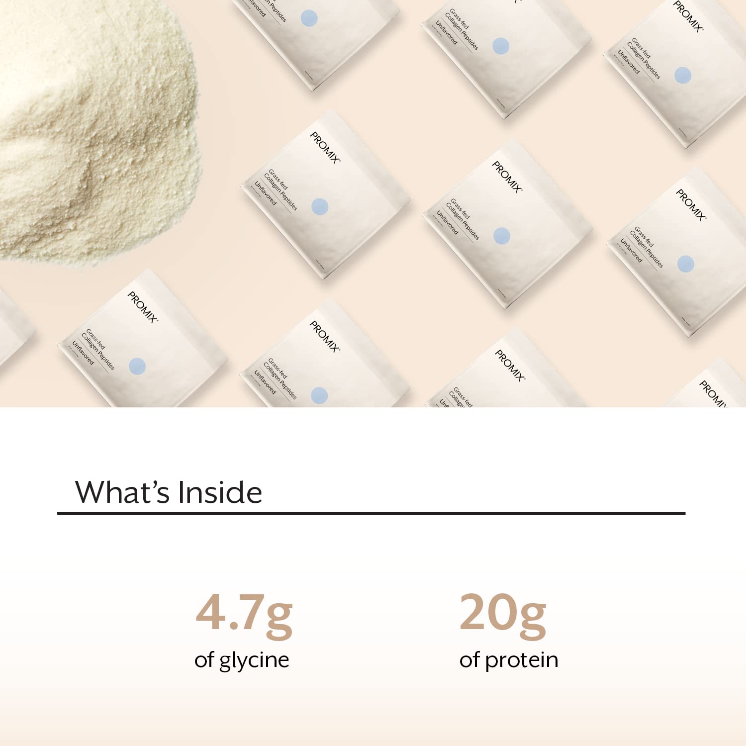 Promix collagen peptides shake with glass showing convenient daily use.