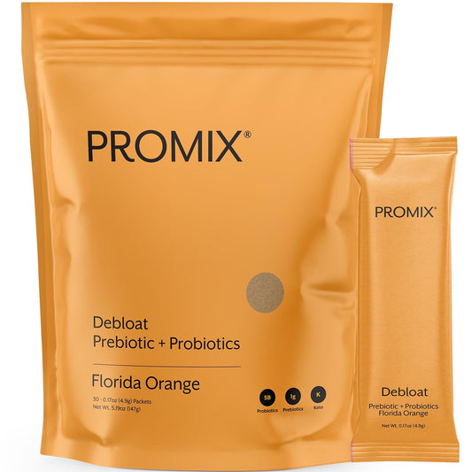 ProMix Debloat orange flavor bottle with 30 servings