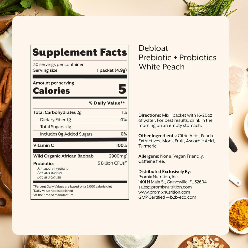 Graphic displaying 5 billion CFU probiotics and gut health concepts