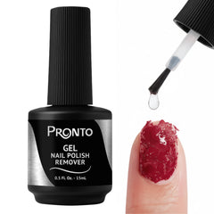 Pronto Quick Peel Off bottle close-up showing fast, no-soak polish removal solution.
