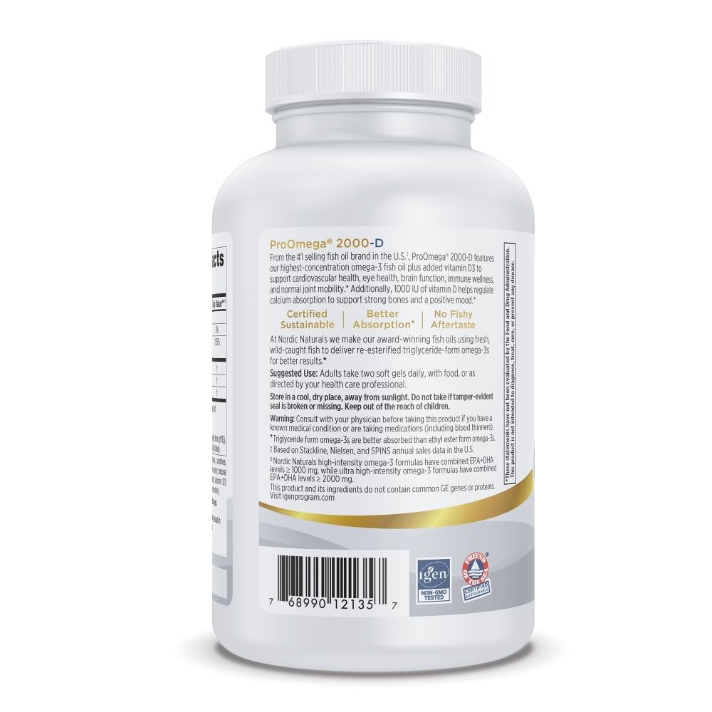 Nutrition Facts Panel for ProOmega 2000-D Lemon