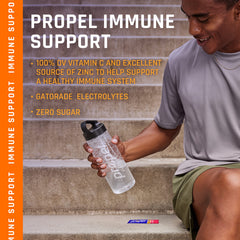 Prepared serving of Propel Immune Support Powder Lemon Blackberry in a glass