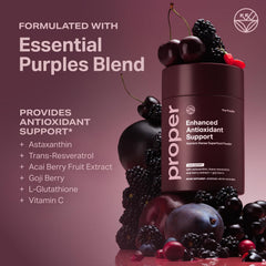 Glass of prepared berry-flavored Proper Purples drink
