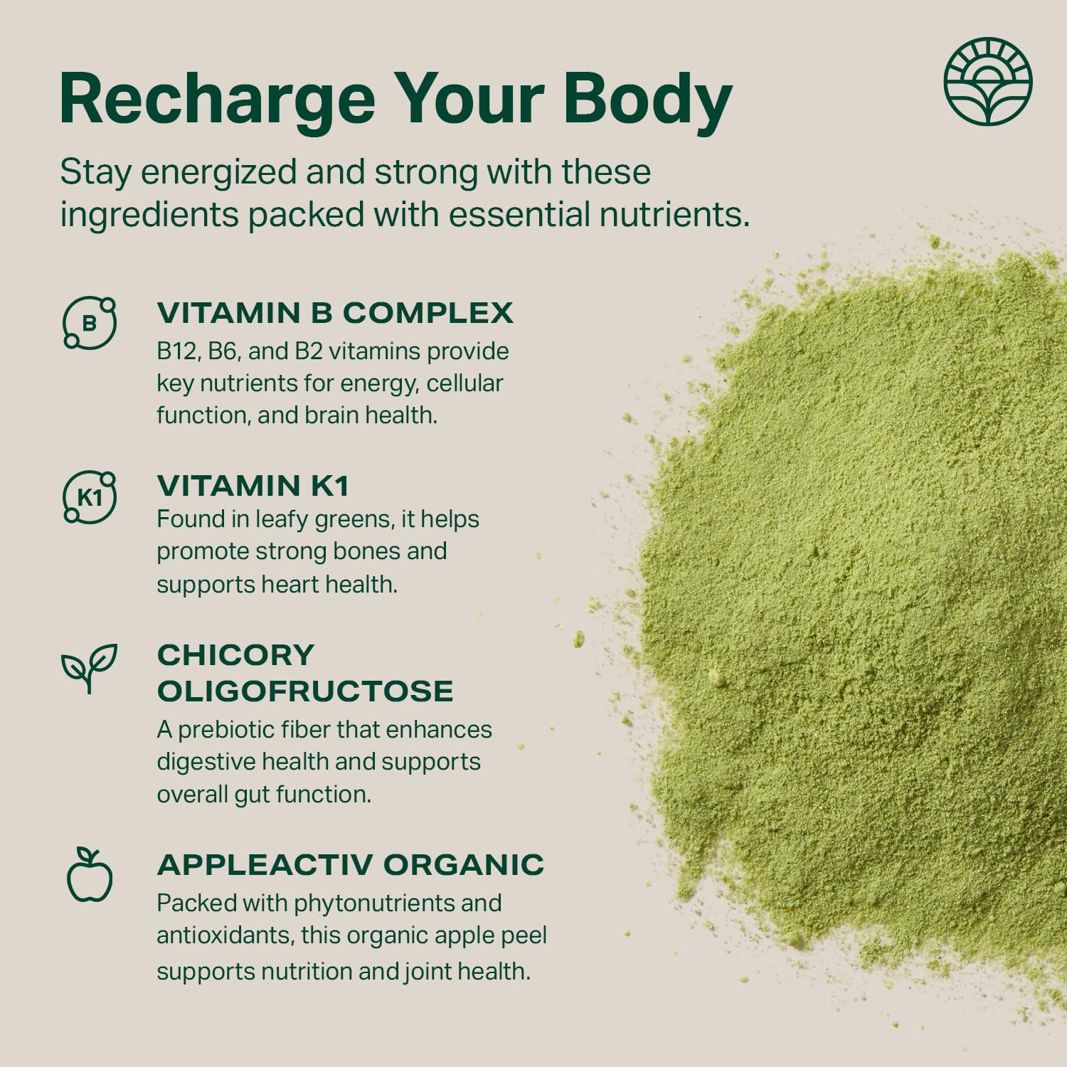 Spirulina and chlorella in the greens powder