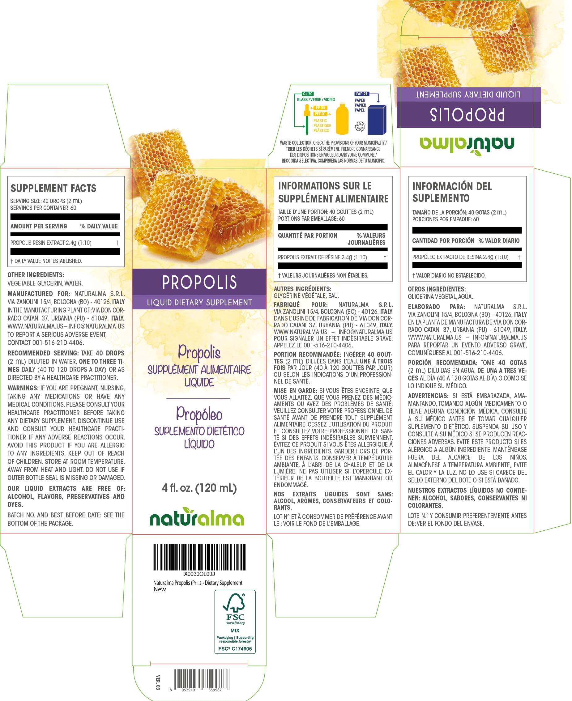 Propolis resin drops 1:10 concentration