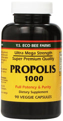 Bottle of Propolis-Raw Unprocessed 1000mg from YS Organic Bee Farms - Pack of 2 (90 capsules per pack)