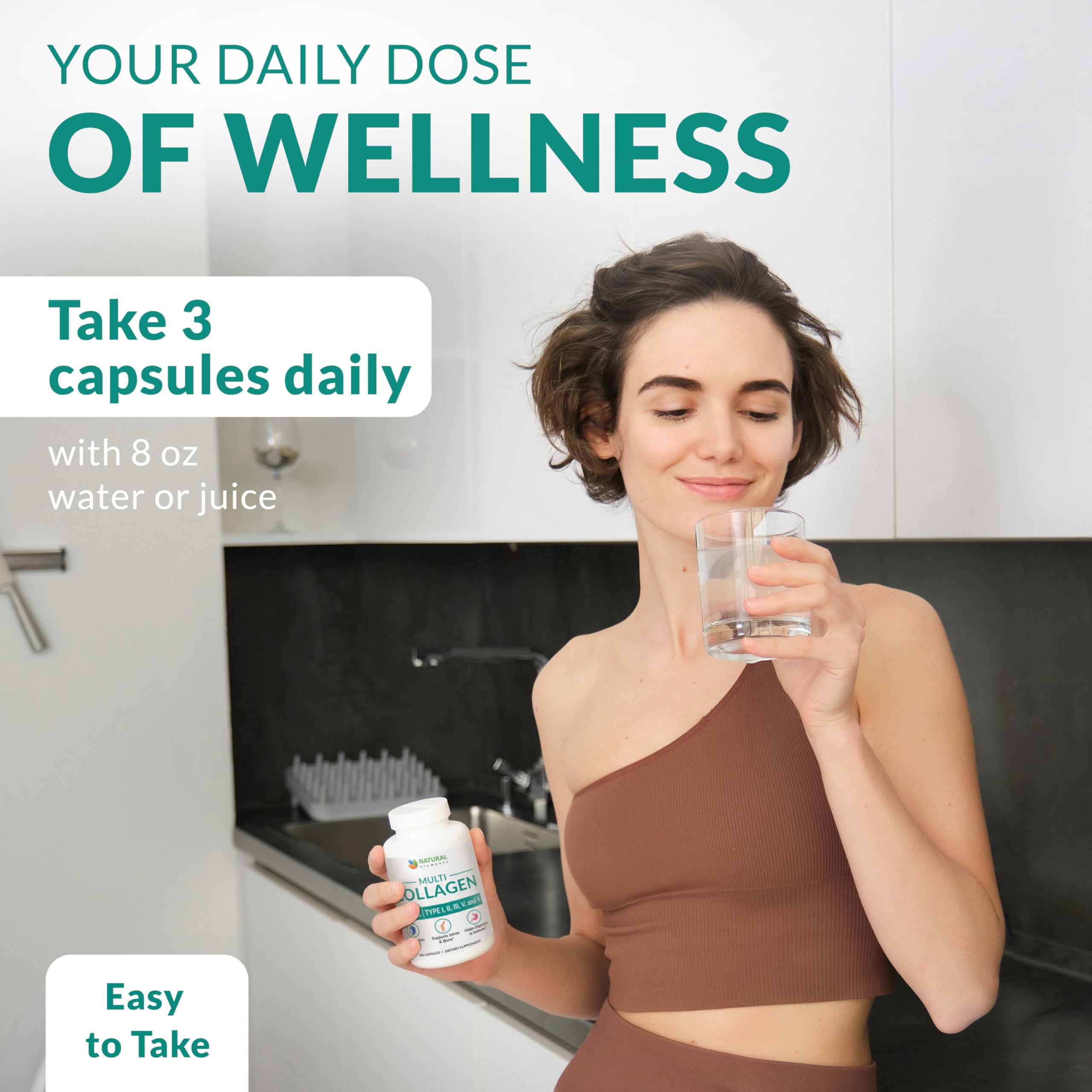 Proprietary collagen blend capsules with label