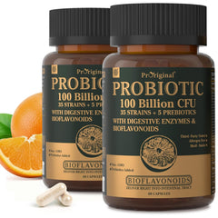 Proriginal probiotics bottle with 100 billion CFU capsules for daily gut support