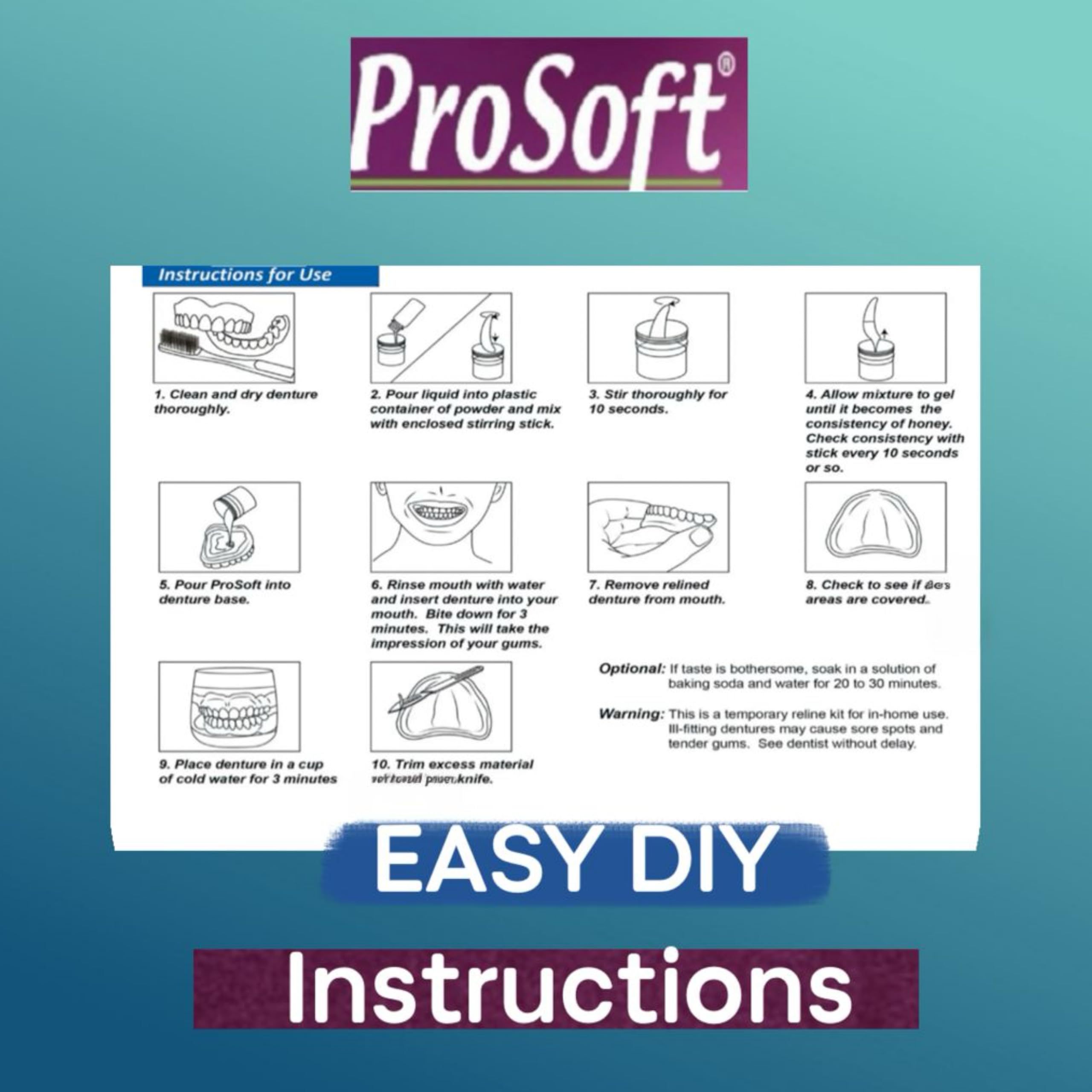 All contents of ProSoft Denture Reliner kit