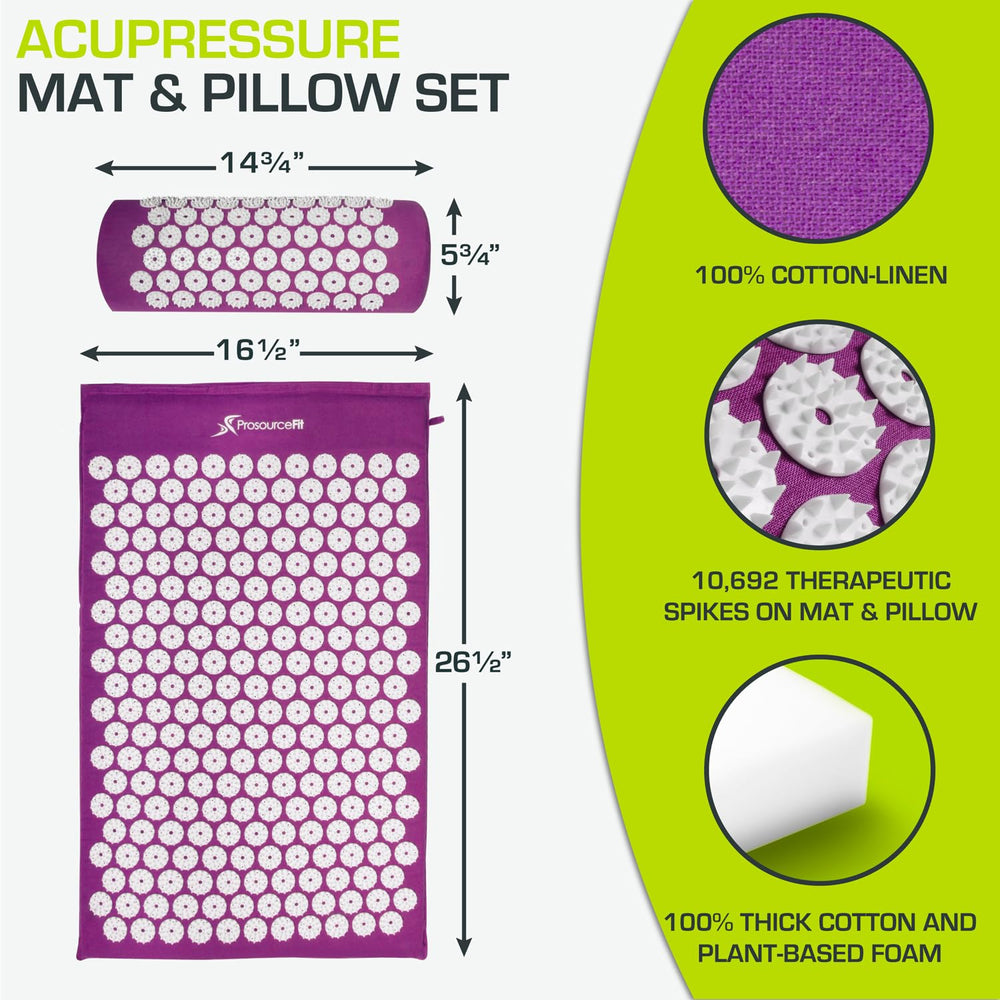 ProsourceFit long acupressure mat in purple with full back-to-leg coverage and 11,178 points