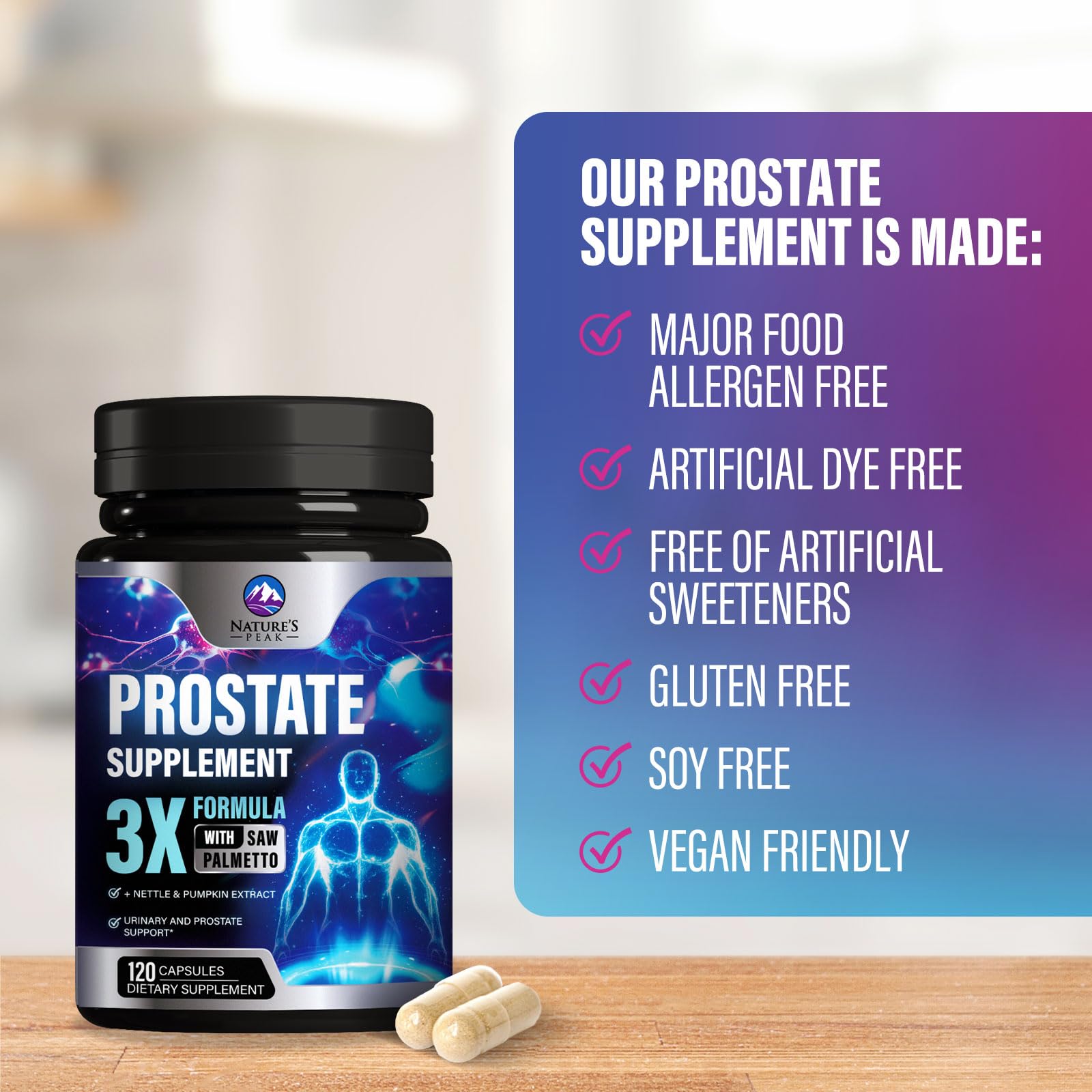 Product image targeting men over 40 for prostate health