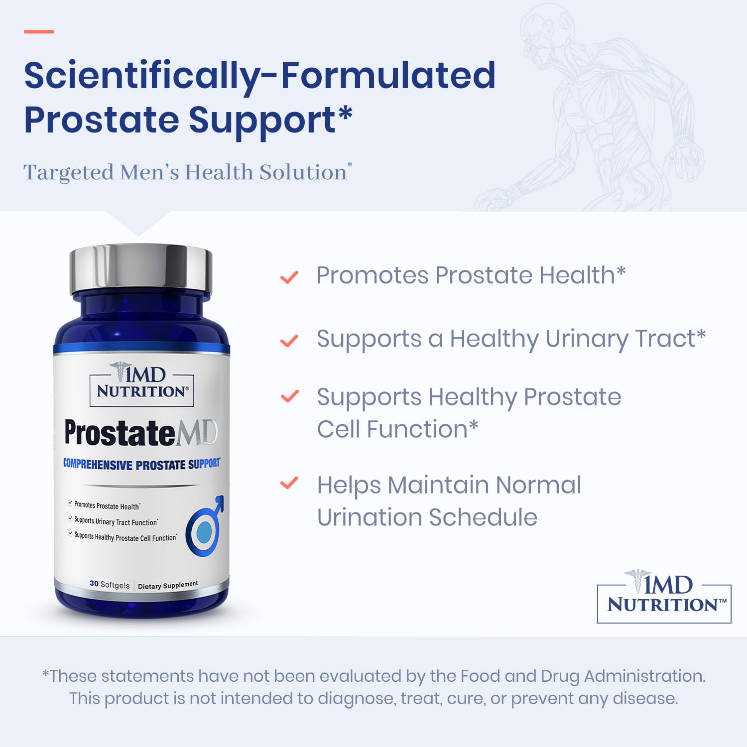 Bottle with glass in a lifestyle setting for ProstateMD Saw Palmetto