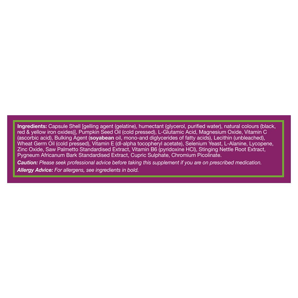Prostavital capsules highlighting Zinc, Selenium, Vitamin E and Lycopene