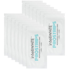Close up of Prostrips whitening strip being applied to teeth