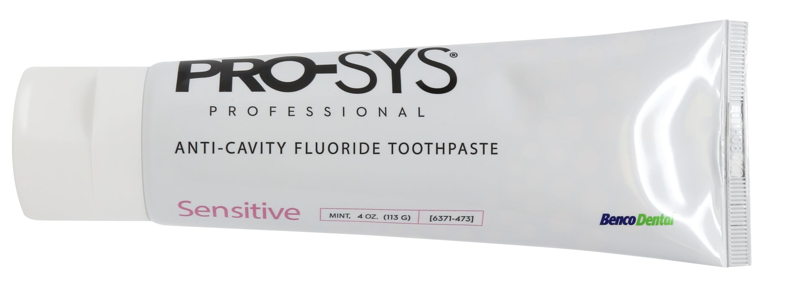 Close-up of PRO-SYS Sensitive Toothpaste tube with mint gel