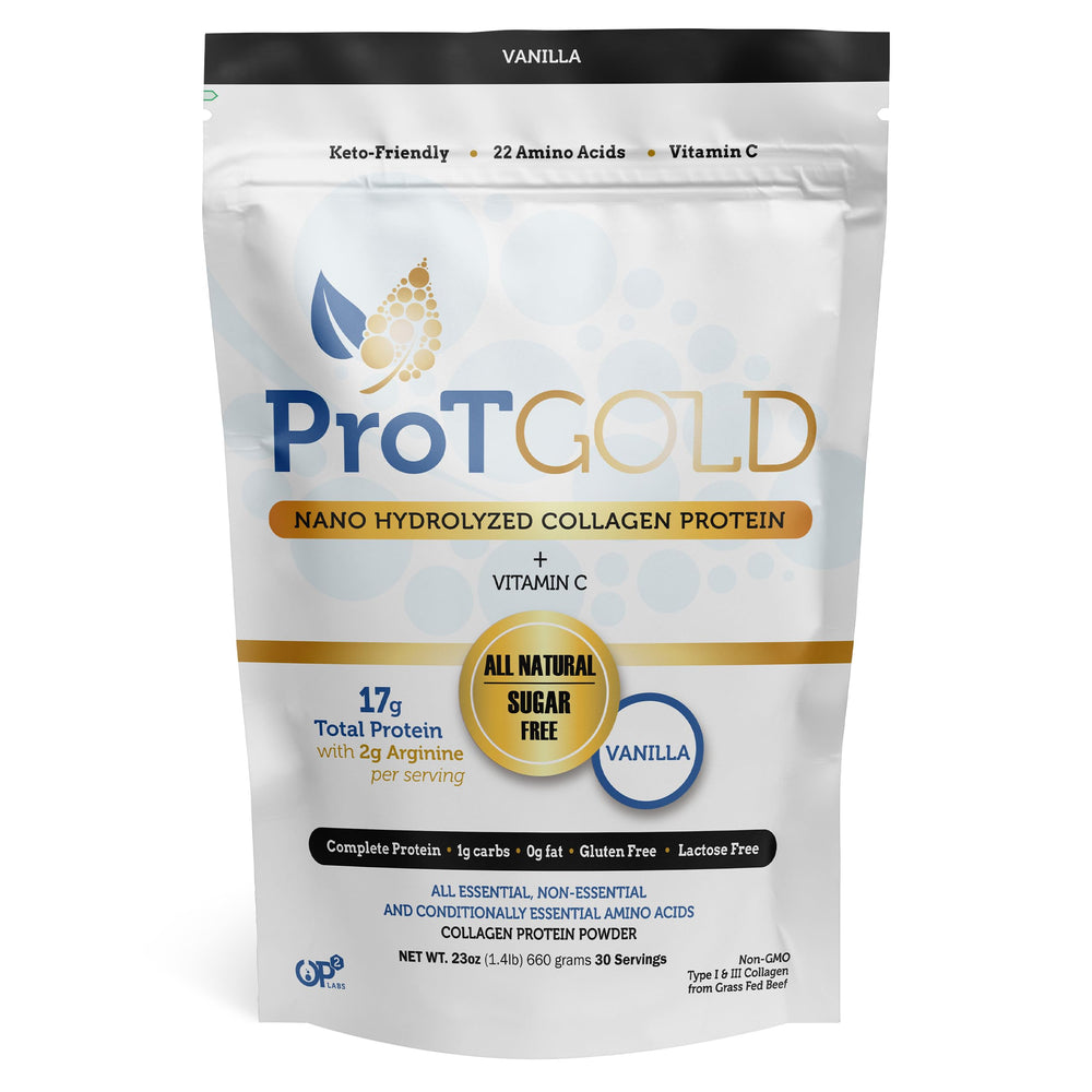 ProT Gold Collagen Vanilla 23 oz container with 30 servings