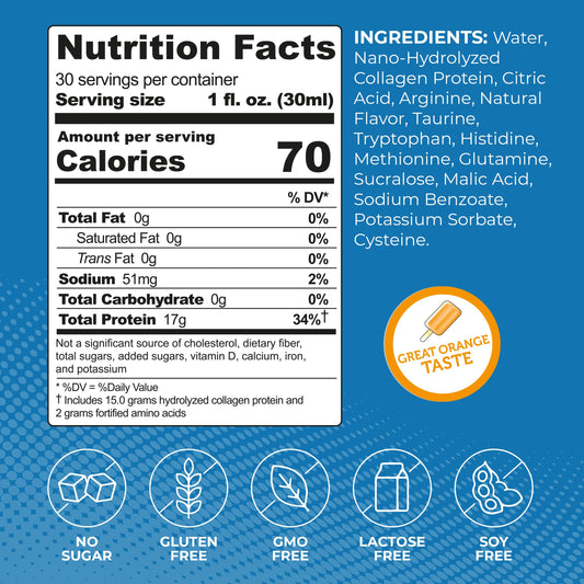 ProT Gold Orange Creme Liquid Collagen Bottle Back Label