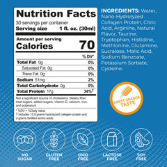 ProT Gold Orange Creme Liquid Collagen Bottle Back Label