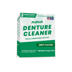 Front view of Protech Denture Cleaner mint foil packet