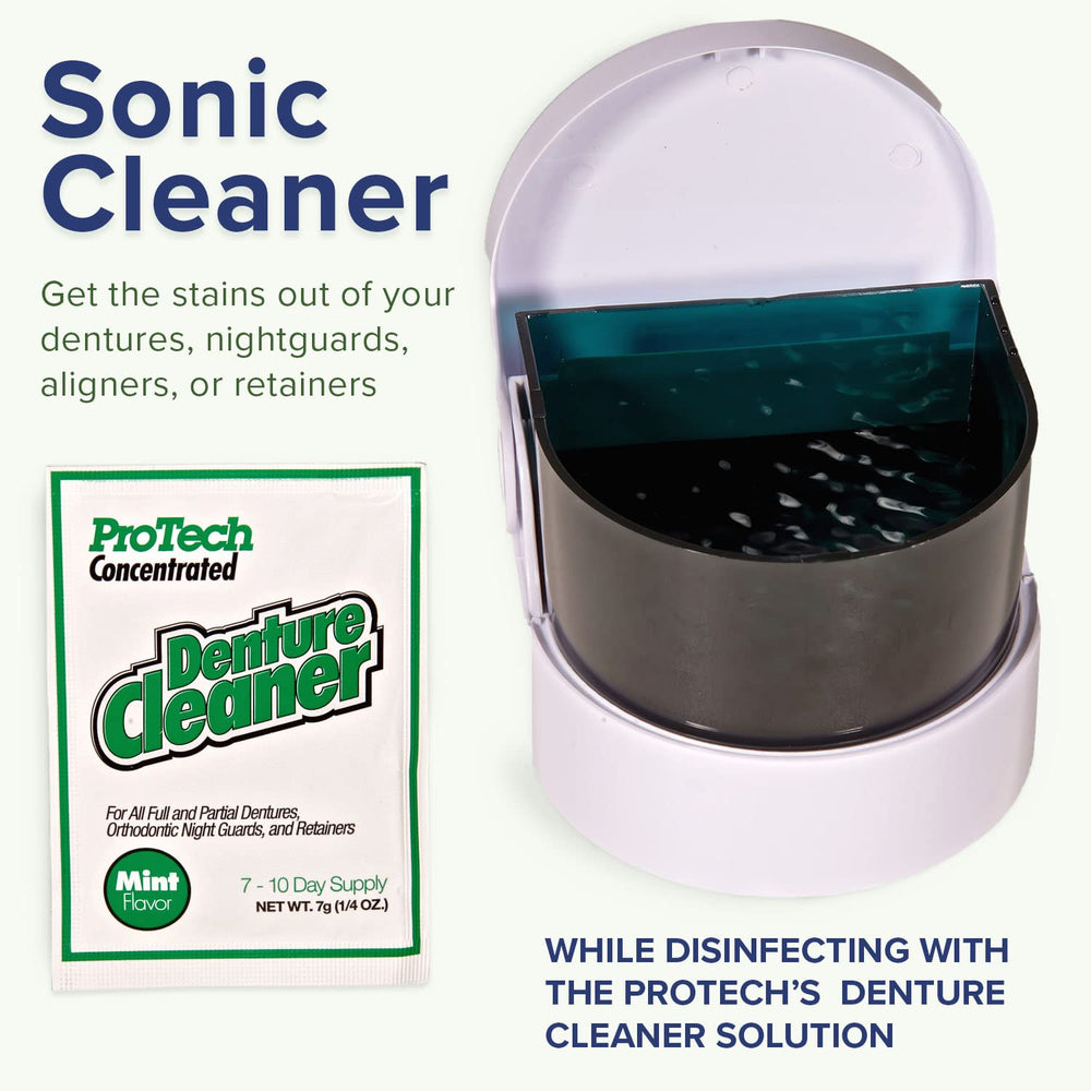 Denture cleaning brush with multi-layered bristles included in the bundle