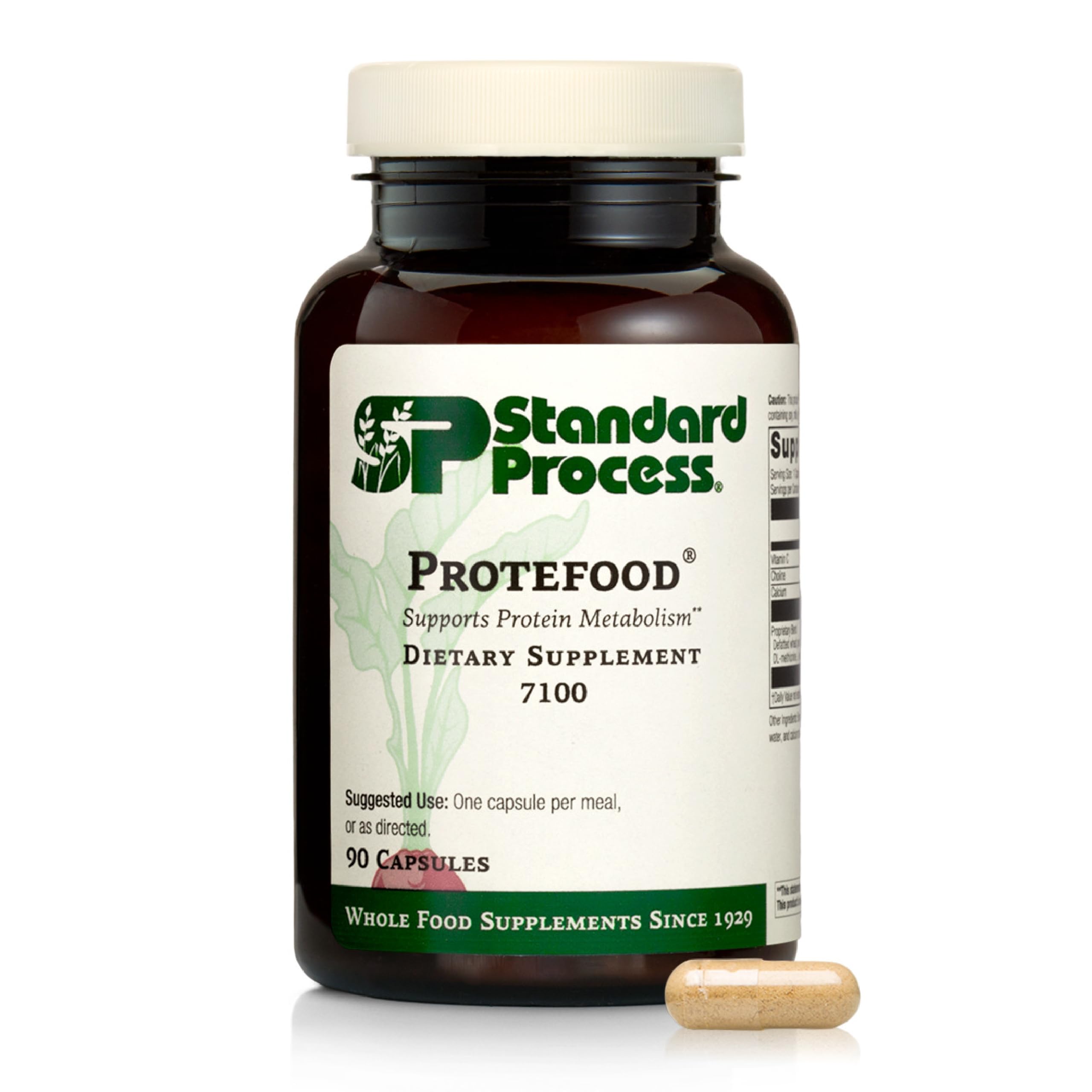 Protefood bottle and label showing protein metabolism support