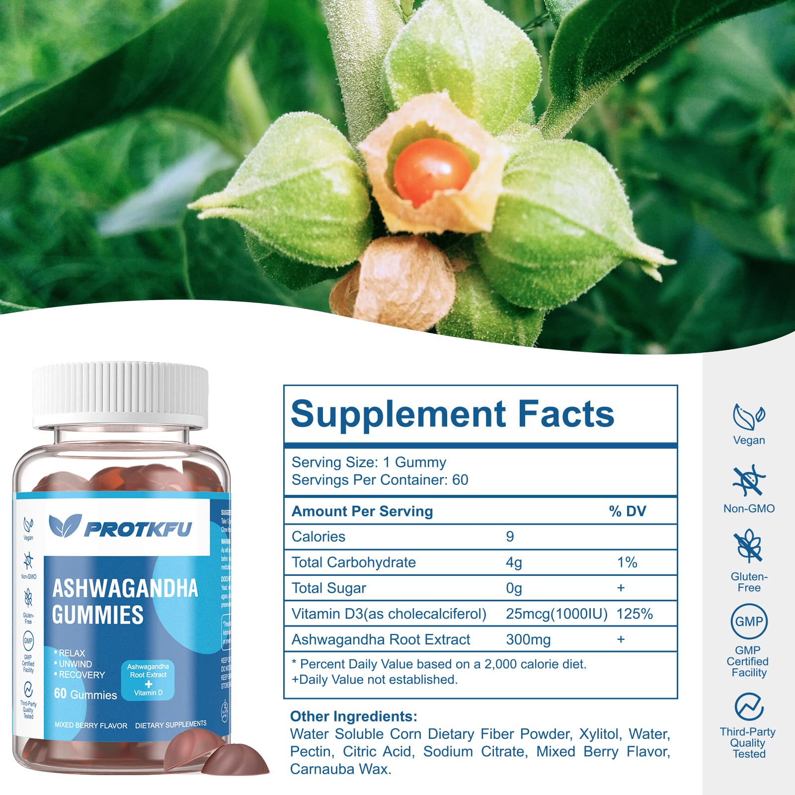 Bottles of ProTKFU Ashwagandha and Vitamin D3 Gummies