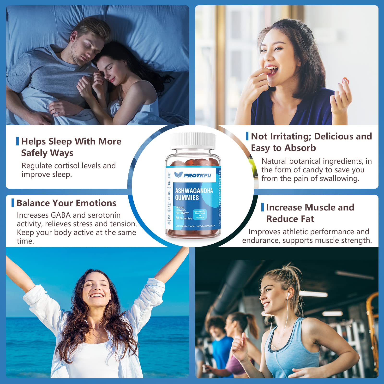 Two packs of ProTKFU Ashwagandha & Vitamin D3 gummies on a surface