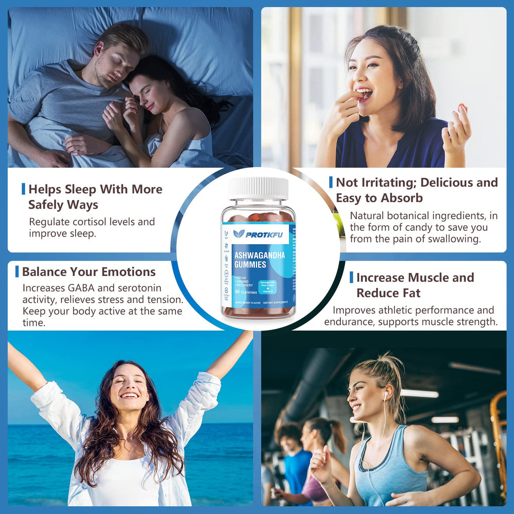 Two packs of ProTKFU Ashwagandha & Vitamin D3 gummies on a surface